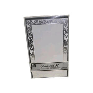 NEW 50 Amscan Party Perfect Platinum Damask Printable Wedding Invitations Kit